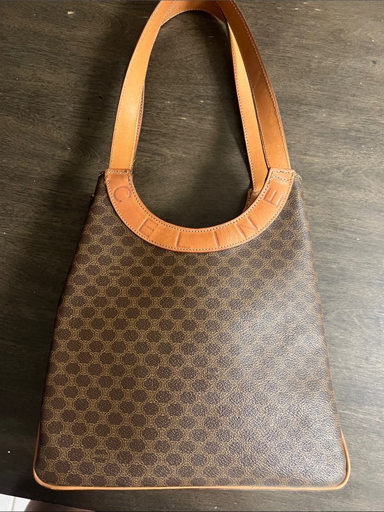 Celine Handbags - Celine Brown & Tan Monogram Canvas Shoulder Bag